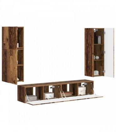 vidaXL TV Cabinet Set 4 pcs Old Wood Engineered Wood