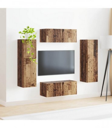 vidaXL TV Cabinet Set 4 pcs Old Wood Engineered Wood