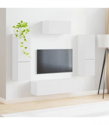 vidaXL TV Cabinet Set 4 pcs White Engineered Wood