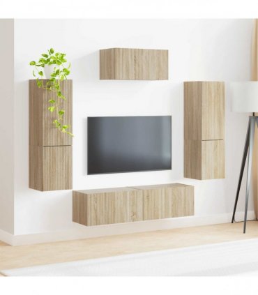 vidaXL TV Cabinet Set 4 pcs Sonoma Oak Engineered Wood