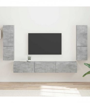 vidaXL TV Cabinet Set 4 pcs Concrete Grey Engineered Wood