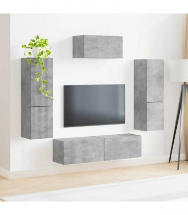 vidaXL TV Cabinet Set 4 pcs Concrete Grey Engineered Wood