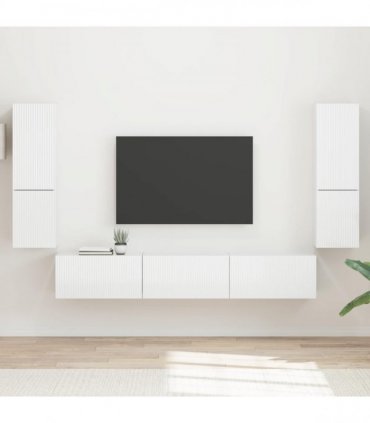 vidaXL TV Cabinet Set 4 pcs High Gloss White Engineered Wood