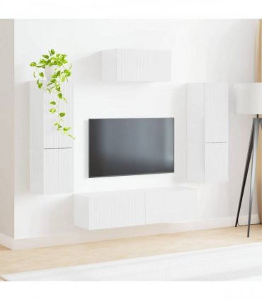 vidaXL TV Cabinet Set 4 pcs High Gloss White Engineered Wood