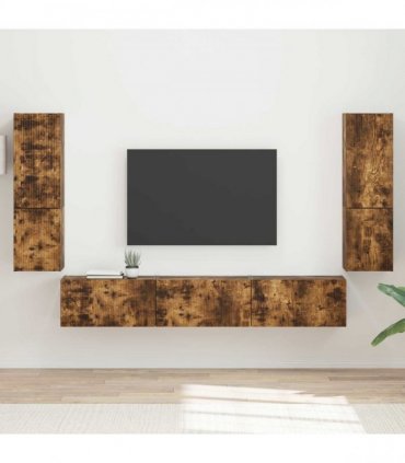 vidaXL TV Cabinet Set 4 pcs Smoked Oak Engineered Wood
