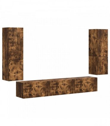 vidaXL TV Cabinet Set 4 pcs Smoked Oak Engineered Wood