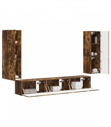 vidaXL TV Cabinet Set 4 pcs Smoked Oak Engineered Wood