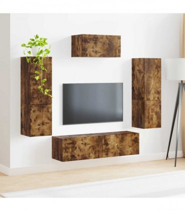 vidaXL TV Cabinet Set 4 pcs Smoked Oak Engineered Wood