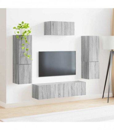 vidaXL TV Cabinet Set 4 pcs Grey Sonoma Engineered Wood