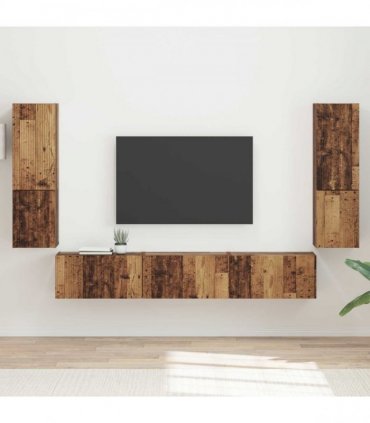 vidaXL TV Cabinet Set 4 pcs Old Wood Engineered Wood