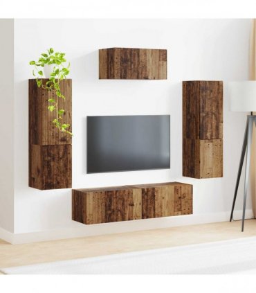 vidaXL TV Cabinet Set 4 pcs Old Wood Engineered Wood
