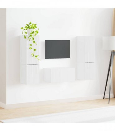 vidaXL TV Cabinet Set 5 pcs High Gloss White Engineered Wood