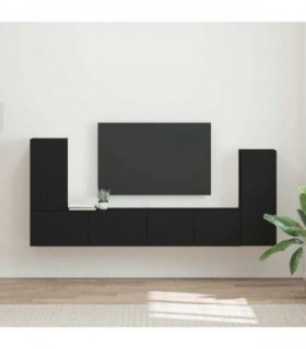 vidaXL TV Cabinet Set 4 pcs Black Engineered Wood