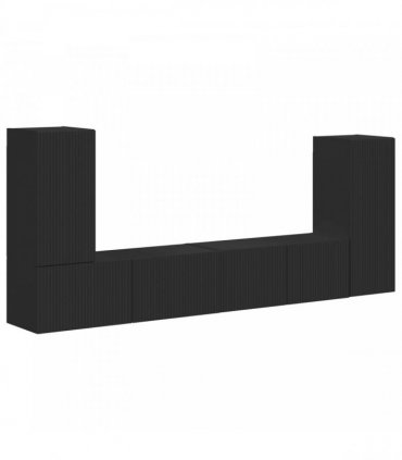 vidaXL TV Cabinet Set 4 pcs Black Engineered Wood