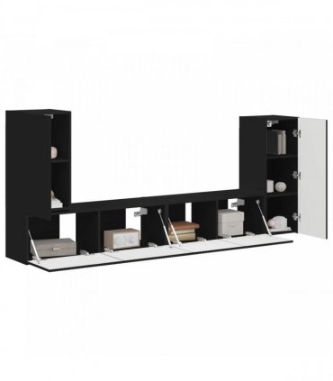 vidaXL TV Cabinet Set 4 pcs Black Engineered Wood