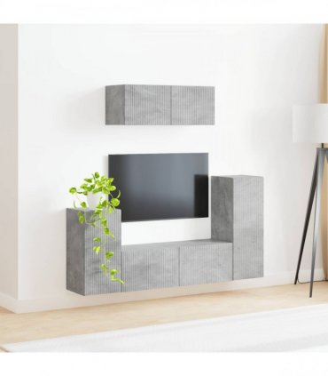 vidaXL TV Cabinet Set 4 pcs Concrete Grey Engineered Wood