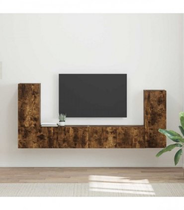 vidaXL TV Cabinet Set 4 pcs Smoked Oak Engineered Wood