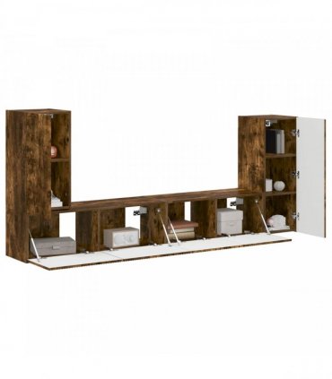 vidaXL TV Cabinet Set 4 pcs Smoked Oak Engineered Wood