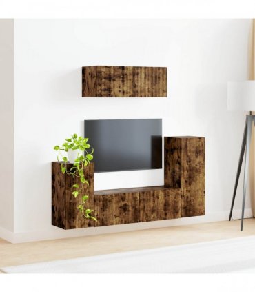 vidaXL TV Cabinet Set 4 pcs Smoked Oak Engineered Wood
