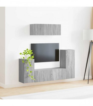 vidaXL TV Cabinet Set 4 pcs Grey Sonoma Engineered Wood