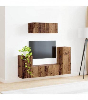 vidaXL TV Cabinet Set 4 pcs Old Wood Engineered Wood