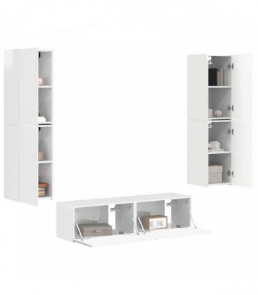 vidaXL TV Cabinet Set 6 pcs 31 x 30 x 60 cm High Gloss White