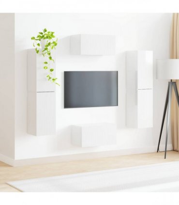 vidaXL TV Cabinet Set 6 pcs 31 x 30 x 60 cm High Gloss White