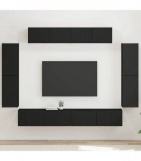 vidaXL TV Cabinet 8 pcs 98 x 31 x 29.5 cm Black