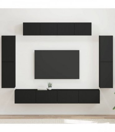 vidaXL TV Cabinet 8 pcs 98 x 31 x 29.5 cm Black