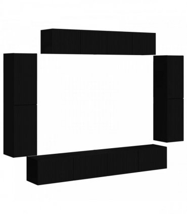vidaXL TV Cabinet 8 pcs 98 x 31 x 29.5 cm Black