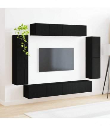 vidaXL TV Cabinet 8 pcs 98 x 31 x 29.5 cm Black
