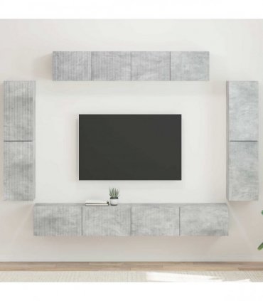vidaXL TV Cabinet 8 pcs 98 x 31 x 29.5 cm Concrete Grey