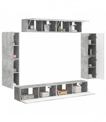 vidaXL TV Cabinet 8 pcs 98 x 31 x 29.5 cm Concrete Grey