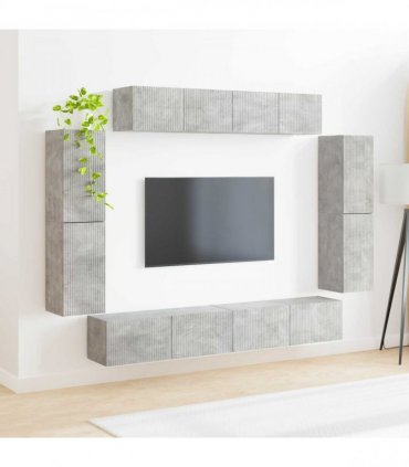 vidaXL TV Cabinet 8 pcs 98 x 31 x 29.5 cm Concrete Grey