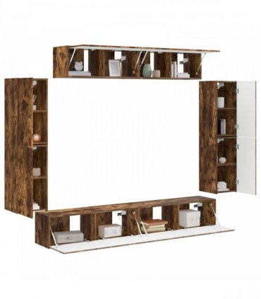 vidaXL TV Cabinet 8 pcs 98 x 31 x 29.5 cm Smoked Oak