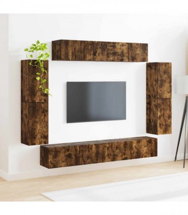 vidaXL TV Cabinet 8 pcs 98 x 31 x 29.5 cm Smoked Oak