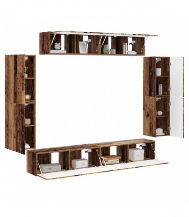 vidaXL TV Cabinet 8 pcs 98 x 31 x 29.5 cm Old Wood