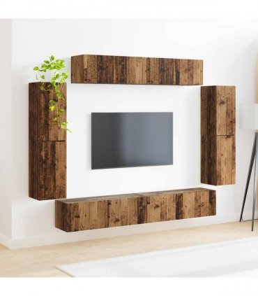 vidaXL TV Cabinet 8 pcs 98 x 31 x 29.5 cm Old Wood