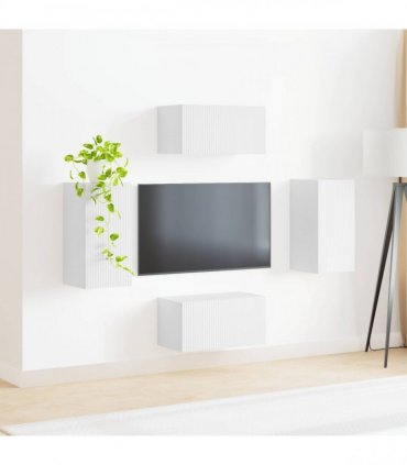 vidaXL TV Cabinet Set 4 pcs White Engineered Wood
