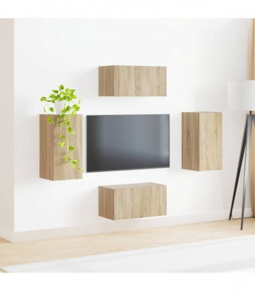 vidaXL TV Cabinet Set 4 pcs Sonoma Oak Engineered Wood