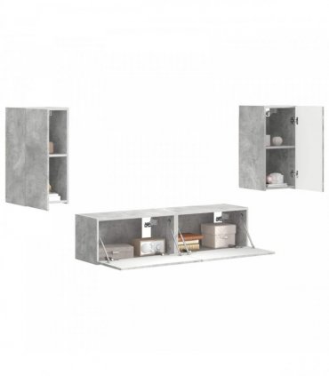 vidaXL TV Cabinet Set 4 pcs Concrete Grey Engineered Wood