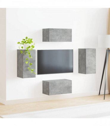vidaXL TV Cabinet Set 4 pcs Concrete Grey Engineered Wood