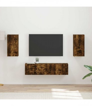 vidaXL TV Cabinet Set 4 pcs Smoked Oak Engineered Wood