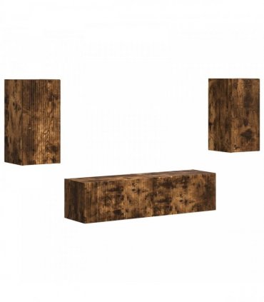 vidaXL TV Cabinet Set 4 pcs Smoked Oak Engineered Wood