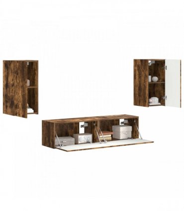 vidaXL TV Cabinet Set 4 pcs Smoked Oak Engineered Wood