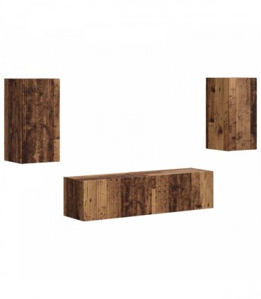 vidaXL TV Cabinet Set 4 pcs Old Wood Engineered Wood