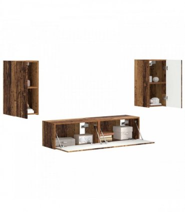 vidaXL TV Cabinet Set 4 pcs Old Wood Engineered Wood