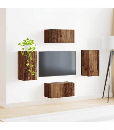 vidaXL TV Cabinet Set 4 pcs Old Wood Engineered Wood