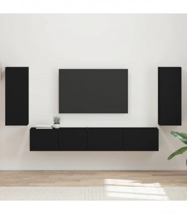 vidaXL TV Cabinet Set 4 pcs Black Engineered Wood