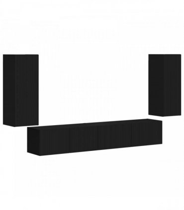 vidaXL TV Cabinet Set 4 pcs Black Engineered Wood